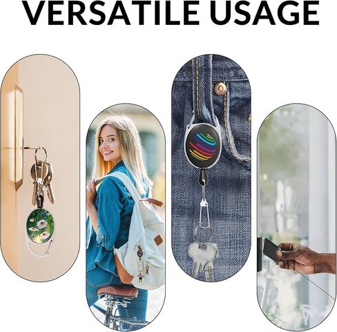Custom Retractable Badge Holder with Carabiner Reel Clip,Heavy Duty Retractable Keychains Bulk with Personalized Logo/Image/Text for Double-Sides,Pack 10-100 Customizable in Saudi Arabia
