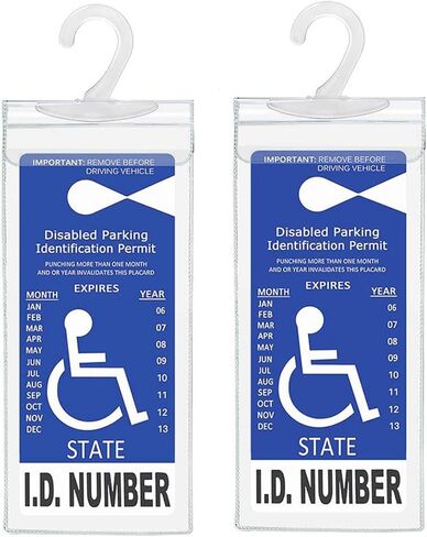 2 Packs Handicap Placard Holder, Durable Hanging Sleeve for Parking Permit Display, Ultra Transparent Protective Cover with Large Hanger for Auto Mirror Use in Saudi Arabia