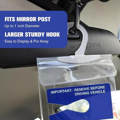 2 Packs Handicap Placard Holder, Durable Hanging Sleeve for Parking Permit Display, Ultra Transparent Protective Cover with Large Hanger for Auto Mirror Use in Saudi Arabia