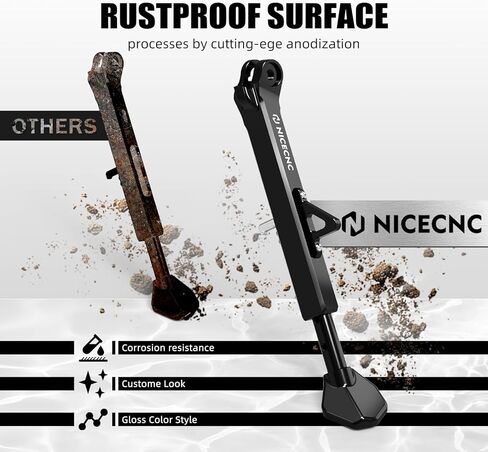NICECNC Motorcycle Lateral Support Side Support Bracket Kickstand Compatible with Yamaha Tenere 700 /XTZ700 2019-2024, Tenere 700 Rally Edition 2020-2024, Aluminum, Adjustable, CNC-machined, Black in Saudi Arabia