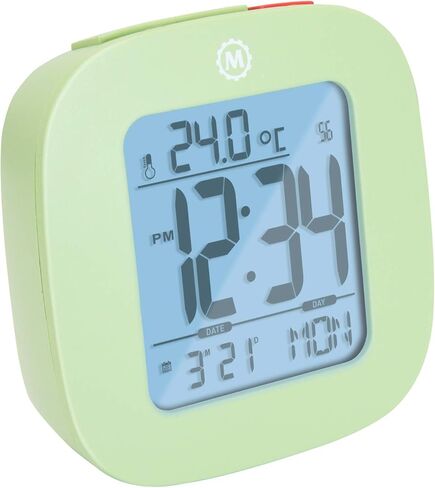 MARATHON Compact Alarm Clock with Temperature & Date, French Blue - Large, Easy to Read Display with Backlight - Easy to Set Up & Use - Two AAA Batteries Included in Kuwait