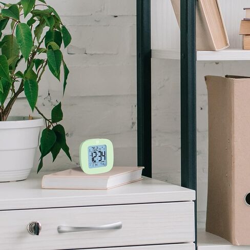 MARATHON Compact Alarm Clock with Temperature & Date, French Blue - Large, Easy to Read Display with Backlight - Easy to Set Up & Use - Two AAA Batteries Included in Kuwait