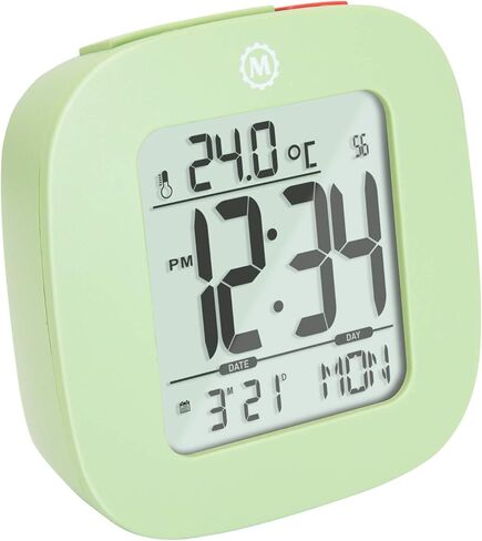 MARATHON Compact Alarm Clock with Temperature & Date, French Blue - Large, Easy to Read Display with Backlight - Easy to Set Up & Use - Two AAA Batteries Included in Kuwait