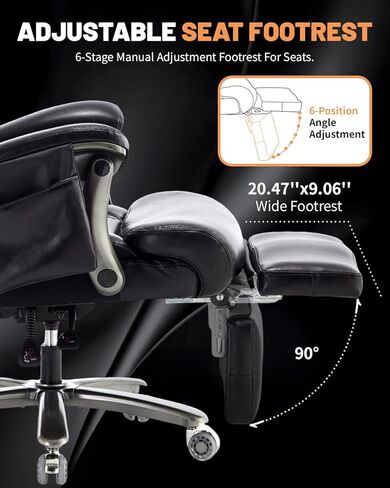 كرسي مكتب للتدليك 800 رطل مع مسند للقدمين وحرارة اهتزاز 8 نقاط للأشخاص الثقيلين، كراسي مكتب تنفيذية كبيرة وطويلة مريحة للاستخدام الإداري في المكاتب المنزلية (بني (ترقية العجلة)) in Kuwait