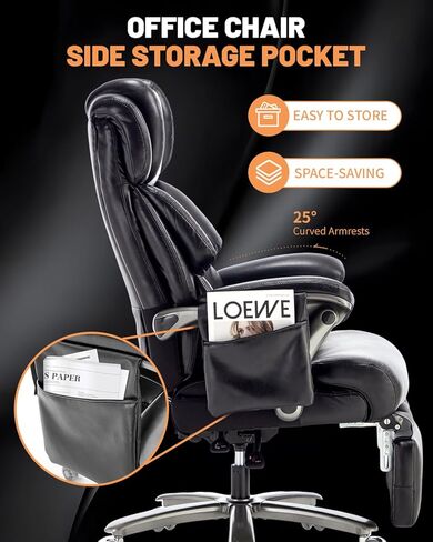 كرسي مكتب للتدليك 800 رطل مع مسند للقدمين وحرارة اهتزاز 8 نقاط للأشخاص الثقيلين، كراسي مكتب تنفيذية كبيرة وطويلة مريحة للاستخدام الإداري في المكاتب المنزلية (بني (ترقية العجلة)) in Kuwait