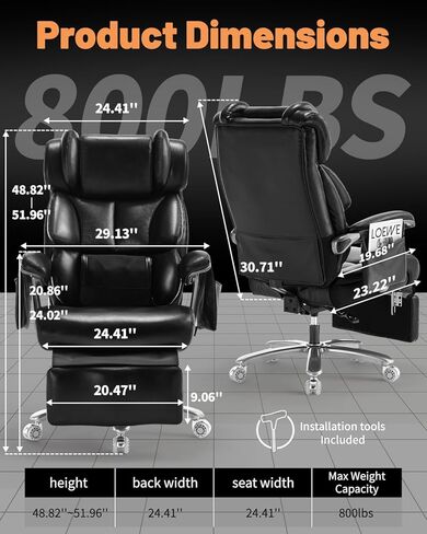 كرسي مكتب للتدليك 800 رطل مع مسند للقدمين وحرارة اهتزاز 8 نقاط للأشخاص الثقيلين، كراسي مكتب تنفيذية كبيرة وطويلة مريحة للاستخدام الإداري في المكاتب المنزلية (بني (ترقية العجلة)) in Kuwait