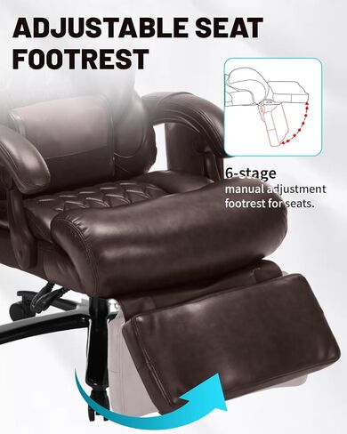 800LBS Massage Office Chair with Foot Rest & 8 Points Vibration Heat for Heavy People,Big and Tall Ergonomic Executive Reclining Desk Chairs for Home Office Managerial Use (Brown (Wheel Upgrade)) in Saudi Arabia