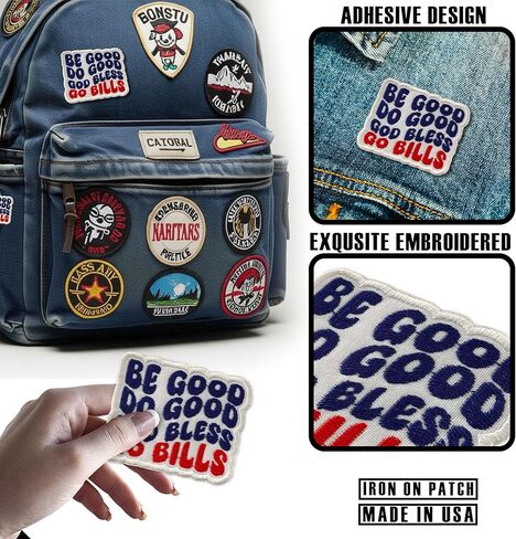 Be Good Do Good God Bless Go Bills Patch مشجعي رياضة كرة القدم 3 بوصات خياطة/كي على رقعة مطرزة للقبعات والحقائب وحقائب الظهر والقبعة والسترات والزي الموحد DIY من PVC هدايا لها 3 بوصات in Kuwait