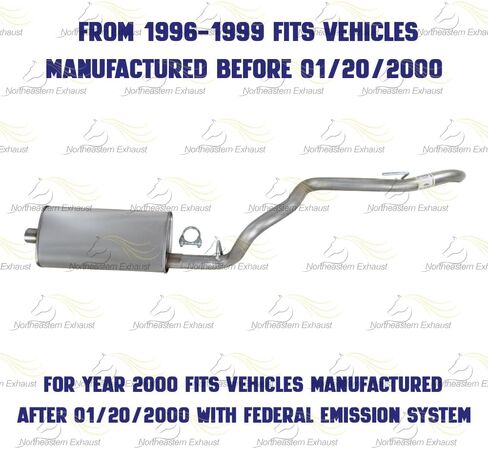 Exhaust Kit Muffler & Tail Pipe Compatible for 1996-2000 Jeep Cherokee 4.0L | Stainless Steel | Northeastern Exhaust | Free Clamps and Hanger Included | Direct Fit | Automotive Replacement Part in Saudi Arabia