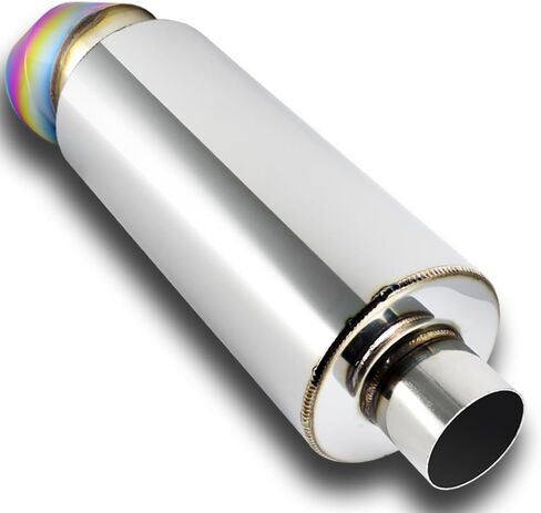 سكين قاطع بمخرج عالمي مقاس 4 بوصات، كاتم صوت بنمط طرف لأسفل، كاتم صوت عالي التدفق من الفولاذ المقاوم للصدأ، مدخل 3 بوصات، كاتم صوت لأسفل، لون عميق وسلس (أزرق محترق) in Kuwait