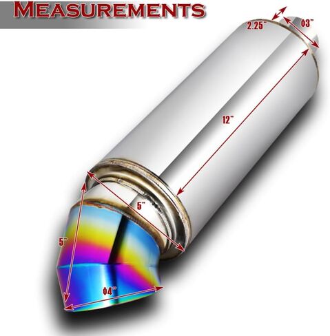 سكين قاطع بمخرج عالمي مقاس 4 بوصات، كاتم صوت بنمط طرف لأسفل، كاتم صوت عالي التدفق من الفولاذ المقاوم للصدأ، مدخل 3 بوصات، كاتم صوت لأسفل، لون عميق وسلس (أزرق محترق) in Kuwait