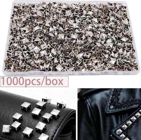 10mm Pyramid Studs for Clothing 1000pieces - Four-jaw Square Spikes for Crafts Punk Metal Spike Studs for Leather Jacket Bag Dog Collar in Kuwait