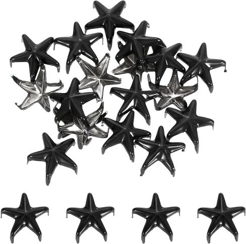 uxcell 100Pcs Metal Star Studs Claw, 15mm 5-Claw Punk Studs Rivets Spikes Nail Head Leather Rivets for DIY Crafts Clothing Leathercraft Bag Shoes, Dark Gray in Saudi Arabia