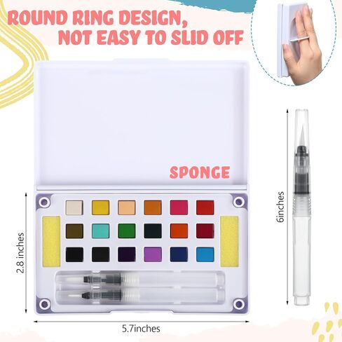 Marspark 6 Pcs Travel Watercolor Paint Set Portable Water Color Paint Kit with Water Brush Pocket Field Sketch Art Supplies for Artists Beginner Painters Painting Birthday Christmas Gift (12 Colors) in Saudi Arabia