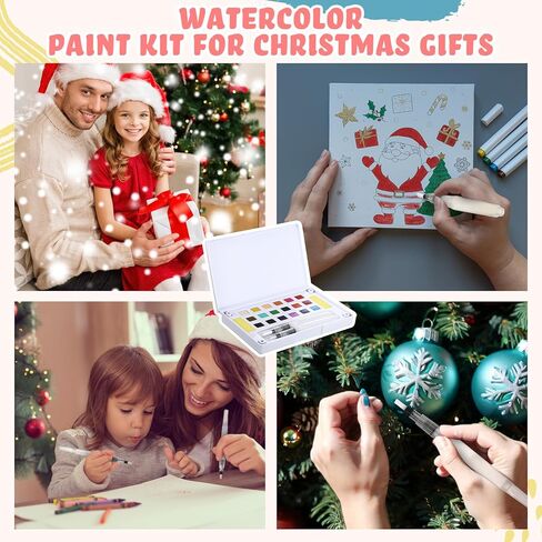 Marspark 6 Pcs Travel Watercolor Paint Set Portable Water Color Paint Kit with Water Brush Pocket Field Sketch Art Supplies for Artists Beginner Painters Painting Birthday Christmas Gift (12 Colors) in Saudi Arabia