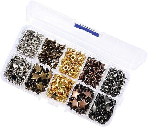 200 Sets Single Side Rivet Nail Heads with Screw Rivets Punk Nail Rivet Studs Star Shaped Nails Manual Iron on in Saudi Arabia