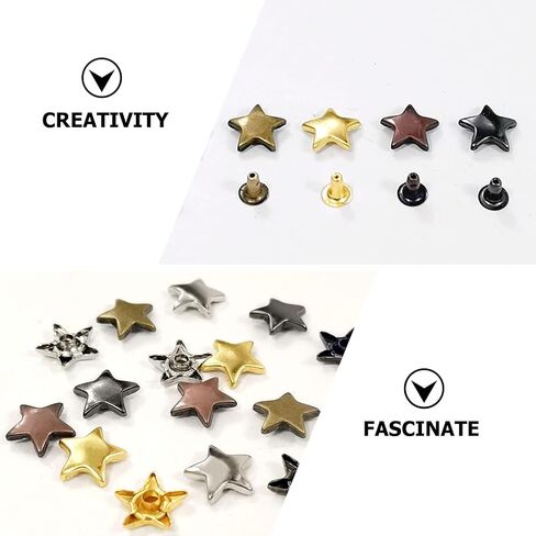 200 Sets Single Side Rivet Nail Heads with Screw Rivets Punk Nail Rivet Studs Star Shaped Nails Manual Iron on in Saudi Arabia