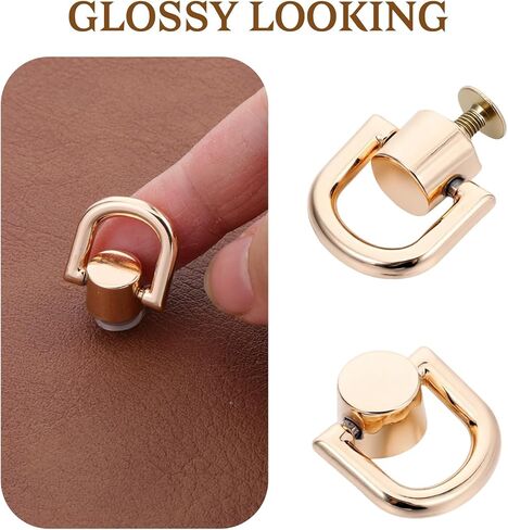 8 PCS D Rings for Purse, Brass D Ring Studs Rivets Purse Strap Hardware with Punch Tool - 360 Rotatable Crossbody Conversion Kit for Leather Handbag Belt DIY Craft Hardware Accessories (Gold) in Saudi Arabia