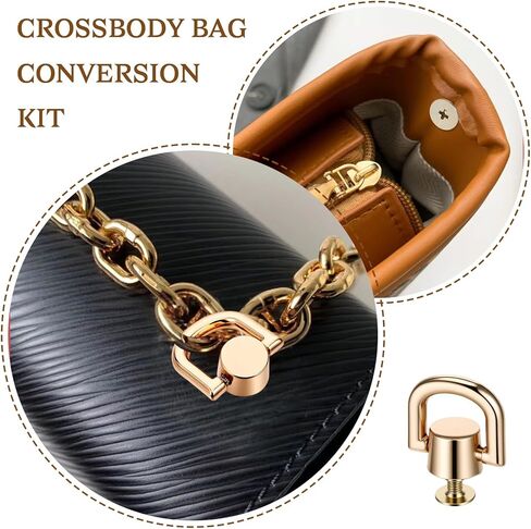 8 PCS D Rings for Purse, Brass D Ring Studs Rivets Purse Strap Hardware with Punch Tool - 360 Rotatable Crossbody Conversion Kit for Leather Handbag Belt DIY Craft Hardware Accessories (Gold) in Saudi Arabia