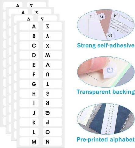 650 قطعة من علامات التبويب الأبجدية اللاصقة من A-Z، وعلامة تبويب صفحة مؤشر الأبجدية البيضاء، وعلامات تبويب الفهرس للكمبيوتر المحمول والكتب المدرسية والقاموس وحفظ الملفات (أبيض) in Kuwait