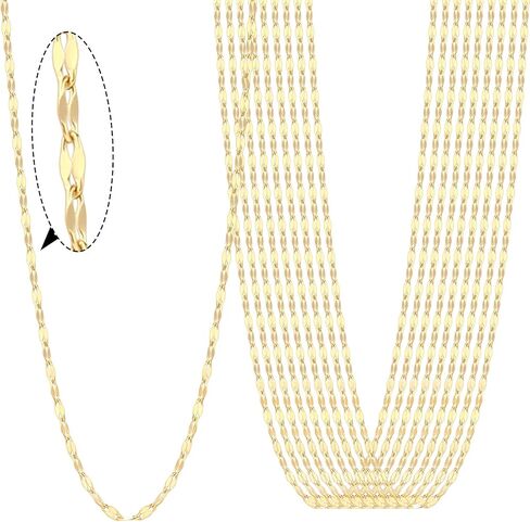 24PCS Gold Necklace Chains for Jewelry Making 2MM 18K Gold PVD Plated Stainless Steel Sparkly Lip Link Chains Bulk for DIY Necklace in Saudi Arabia