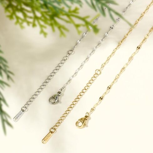 24PCS Gold Necklace Chains for Jewelry Making 2MM 18K Gold PVD Plated Stainless Steel Sparkly Lip Link Chains Bulk for DIY Necklace in Saudi Arabia