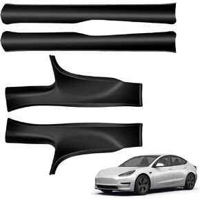 واقي عتبة الباب LASFIT لعام 2023 Tesla Model Y 5 مقاعد (غير مناسب 7 مقاعد) غير لامع TPE وABS واقي دخول الباب الأمامي والخلفي ملحقات لوحة جرجر عتبة السجاد الخلفية - حزمة من 4 in Kuwait
