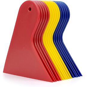 Umaki Plastic Small Scraper Set, Vinyl Wrap Squeegee, Decal Applicator, Window Tint Squeegee, Car Body Filler Spreaders, Paint Scraper, Wallpaper Smoothing Tool, (15Piece,Three Colors)