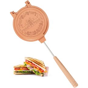 Jectse Hot Sandwich Maker, Hot Dog Toaster Double Sided Sandwich Baking Pan with Long Handle, Grilled Cheese Maker Nonstick Sandwich Maker Flip Grill Pan for Breakfast