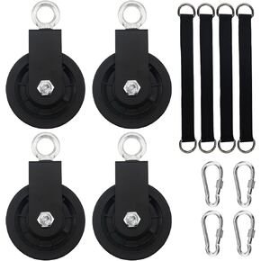 MAHIONG 4 قطع 3.54 بوصة عجلة بكرة كابل الصالة الرياضية مع 4 أشرطة تعليق و4 خطاف كبس، عجلة جر تدور 360 درجة قابلة للفصل بشكل سلس، نظام بكرة رفع بكرة كتلة للرافعات، مشاريع منزلية ذاتية الصنع in Kuwait