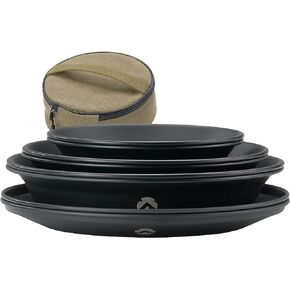 CAMPINGMOON Camping Plates 8pcs Black BKS395-2S