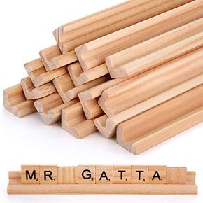 16 Packs Wooden Tile Holders Replacement Rack Letter Racks Trays for Crafts and Game Stands