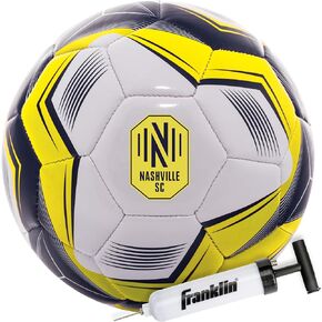 Franklin Sports MLS Nashville FC Soccer Ball - Official Size 5 Soccer Ball - Soft Abrasion Resistant Cover - Official Size and Weight Soccer Ball - Air Pump Included