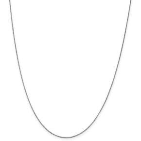 Solid 14k White Gold 0.70mm Box Chain Necklace lobster Catch - with Secure Lobster Lock Clasp