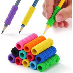 50 Pcs Foam Pencil Grips of 11 Rings for Kids and Adults Handwriting, 10 Colors Pencil Holder Grippers for Relieving Fingers, Mechanical Pencil Holder Cushion