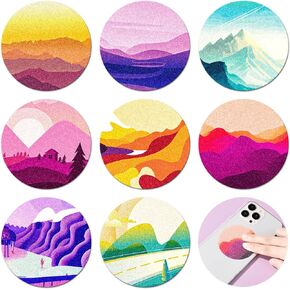 64 Pcs Calm Stickers for Anxiety Sensory Stickers Mandala Textured Sensory Strips Round Tactile Rough Calm Sensory Strips Landscape Marble Sky Hawaii Fidget Adhesives Relief (Landscape)