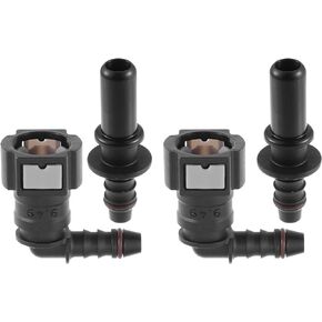 X AUTOHAUX 1/4 6.3mm SAE to 5/16 8mm 90 Degree Car Fuel Line Hose Quick Release Connector Disconnect Hose Nylon 2 Set