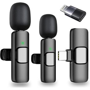 SmaFun Wireless Lavalier Microphone for iPhone, Android, iPad, Tablets, Wireless Microphone with Intelligent Noise Canceling for Vlogging, YouTube, Interview, Lapel Mic with 6 Hours Working Time