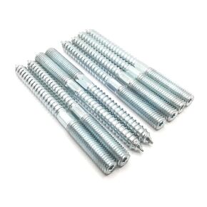 Hanger Bolt M10x140 Silvery Double Headed Bolt Self-Tapping Screw with Hexagon for Furniture 8Pcs