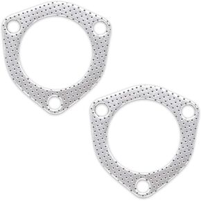 2 PCS Car Exhaust Pipe Interface Gasket, 2.5" Stainless Steel Three-hole High Temperature Resistant Sealed Exhaust Silencer Gasket, Multi-functional Replacement Accessory, for Cars (Silver)