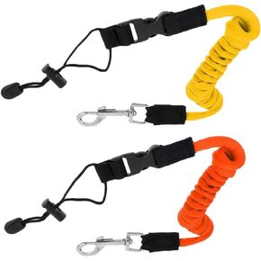 Eledabra 2 Pcs Kayak Paddle Leash, Kayak Leash Fishing Rod Paddle Leash, Stretchable Leash for Kayaking Holding Board Rowing Surfing (Yellow+Orange)