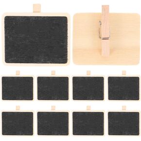 Healifty 10PCS Chalkboard Clips Mini Blackboard Sign Wooden Message Board Sign for Wedding Party Decor Note Taking Memo Food Label