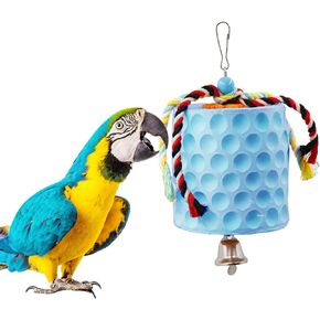 Extra Large Bird Chewing Toy, Parrot Beak Grinding Calcium Stone with Bells, Bird Cage Accessories, Cage Toys for Cockatiel Parakeet Parrot Budgies Rat Hamster Chinchilla Rabbit Bunny African Grey