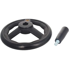 Othmro 1Pcs Round Three Hand Wheel 0.47in Center Hole Diameter 3.94in Handwheel Diameter Black PP 3 Spoked Lathe Handwheel Hand Wheel with Revolving Handle for Milling Machine Lathes Grinders