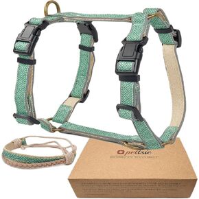 Pettsie No-Pull Dog Harness with Reflective Strips & Matching Bracelet – Adjustable Comfort Fit, Dual Leash Clips, Soft & Durable Hemp, Training & Walking Harness for Small, Medium & Large Dogs