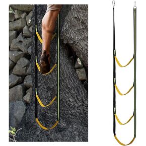 NQEUEPN 4-Step Hunting Climbing Aider, Lightweight Hunting Climbing Stick Aider Portable Hunting Tree Climbing Rope Ladder for Hunting Safety Outdoor Rock Climbing Caving Canyoning