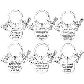 6PCs Graduation Gifts 2024 Inspirational Graduation Gift Keychain for Women Him 2024 Senior Key chain for Her Men Student Graduate Jewelry for Son Daughter Present Keyring