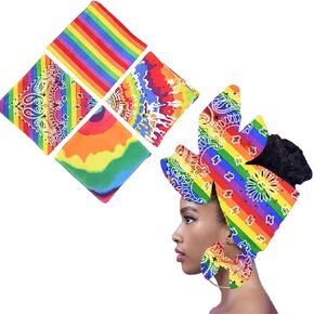 Fashion Rainbow Square Scarf Soft Scarves Bandana Headscarf Neck Hair Wrap Decor Multi-Colored Accessory for Women (4 PCS)