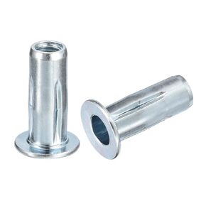 uxcell M10 Multi-Grip Rivet Nuts, 5pcs Pre-Bulbed Shank Flat Head Threaded Insert Nut Carbon Steel Plus Nuts for Construction Industrial