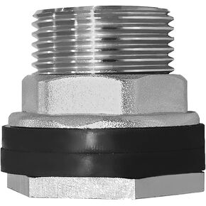 Beduan Stainless Garden Hose Bulkhead Fitting, 3/4" GHT Male to 1/2" Female Bulkhead Water Tank Connector Thru-bulk Fitting for Rain Barrels, Aquariums, Sinks, Irrigation with Caps(Pack of 2)